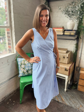 Rosalyn Striped Wrap Dress
