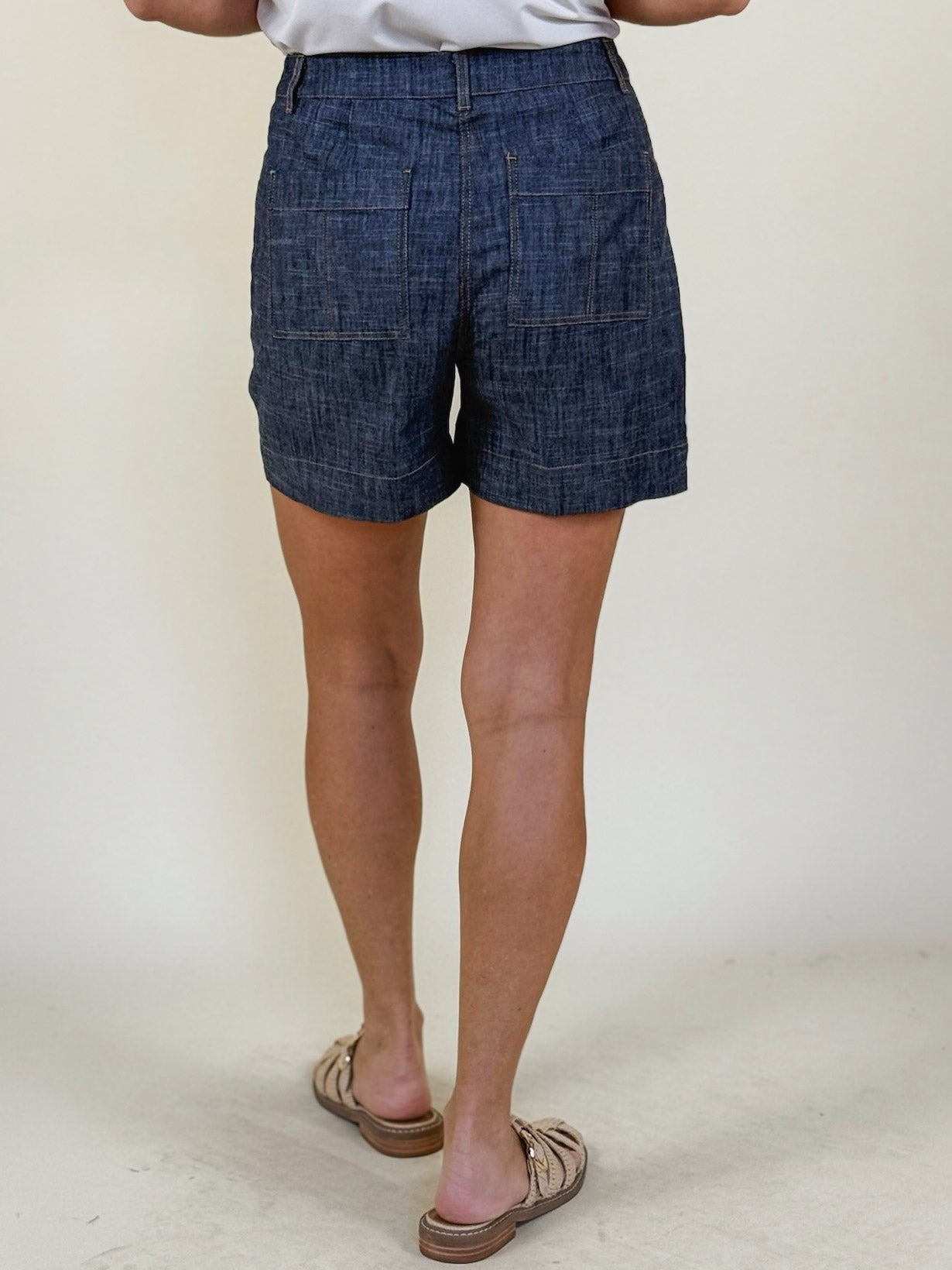 Stacia Button Front Stretch Twill Shorts