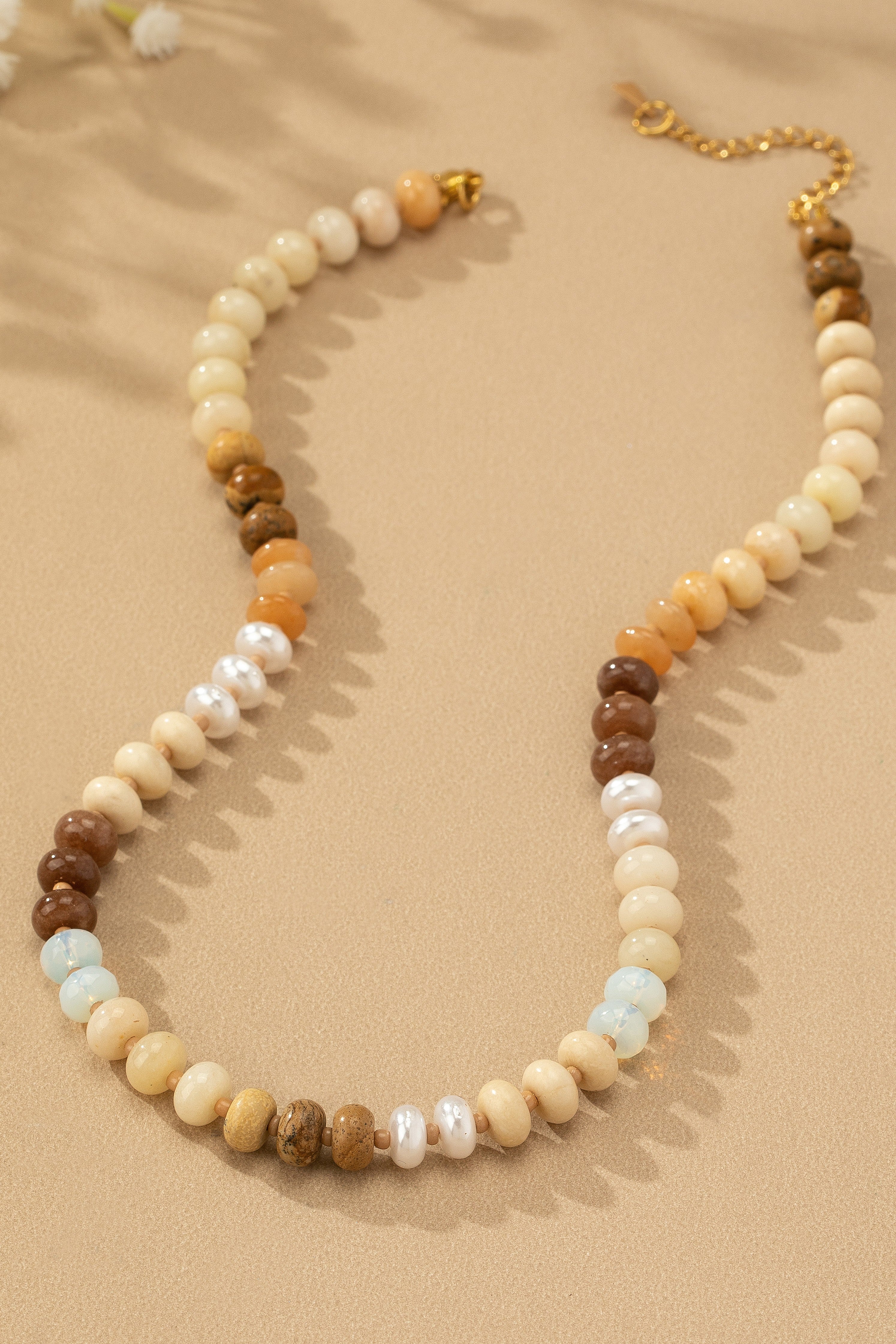 Natural Agate Beaded Necklace - V