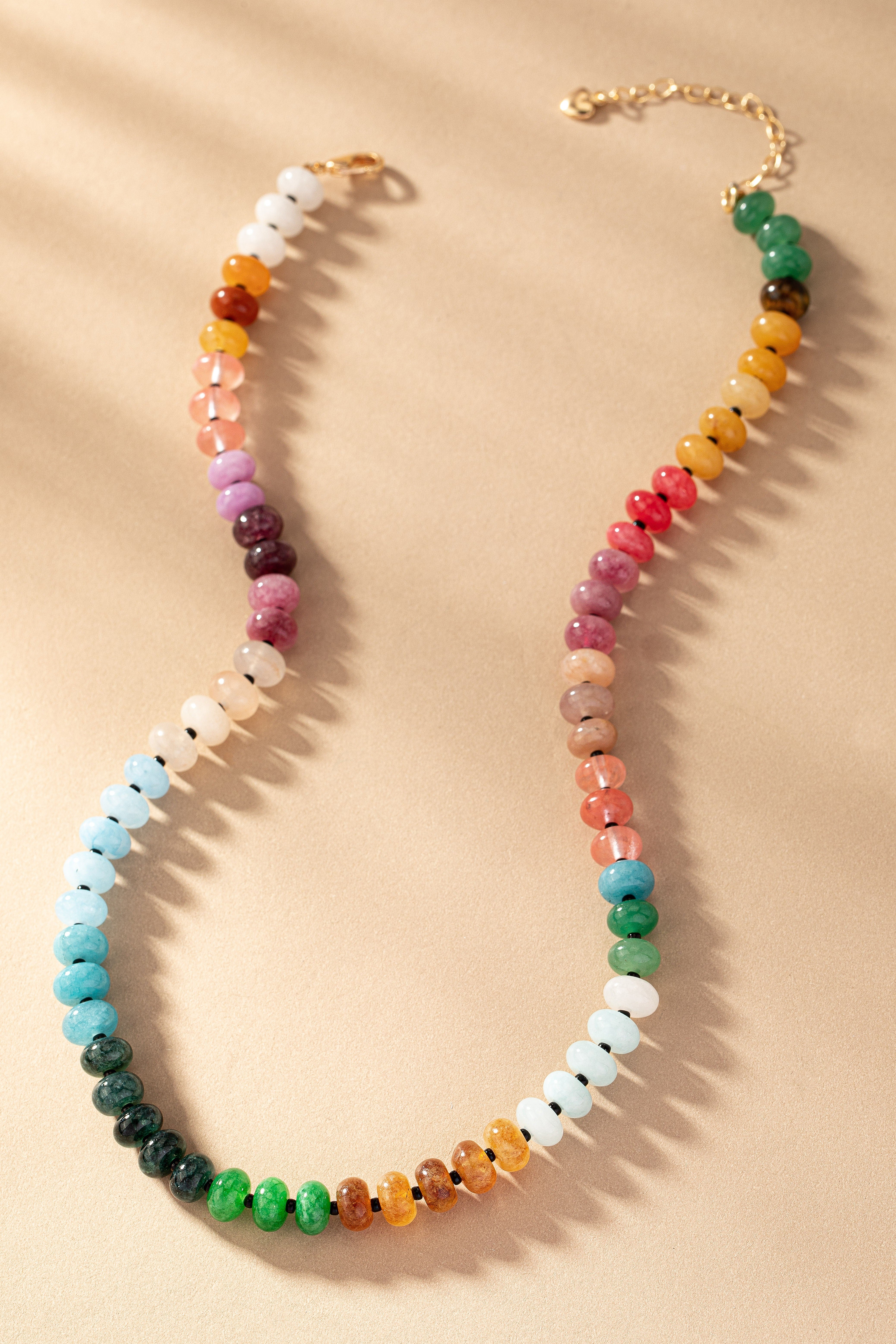 Natural Agate Beaded Necklace - Multi