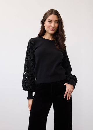 Vera Floral Lace Sleeve Sweater