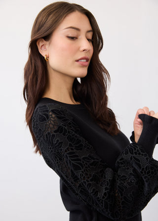 Vera Floral Lace Sleeve Sweater