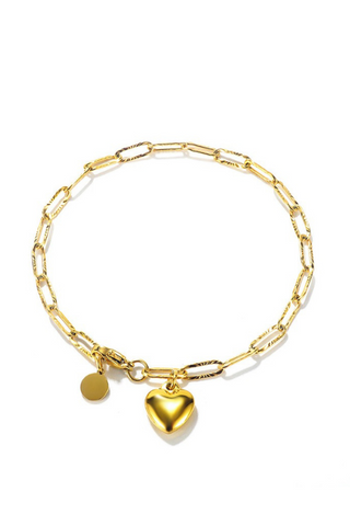 18K Gold-Dipped Heart Bracelet - Gold