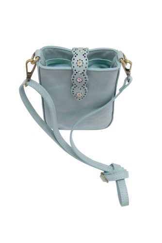 Laser Cut Daisy Phone Crossbody - Blue Sugar