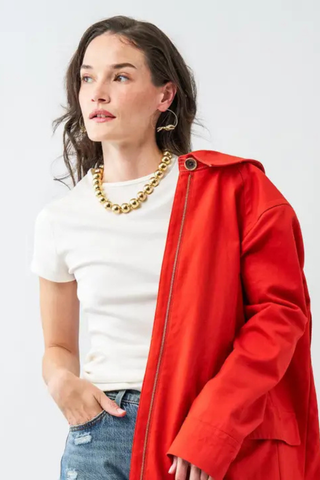 Iris Large Brass Bead Necklace - Gold