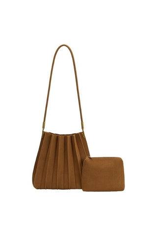 Carrie Vegan Suede Shoulder Bag - Camel