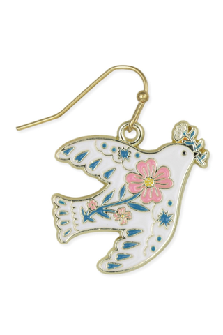 Pastel Peace Dove Gold Earrings