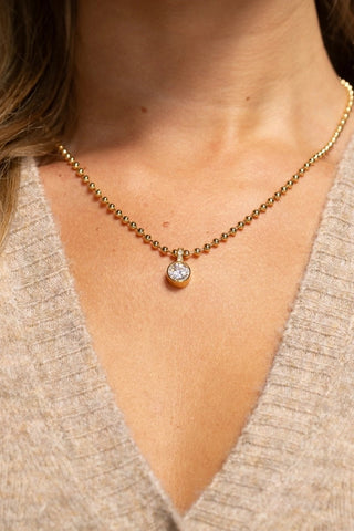 Bold in Style Cubic Zirconia Pendant Necklace - Gold