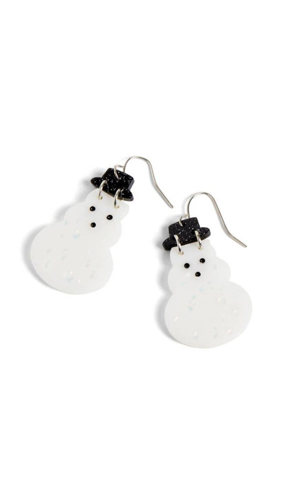 Acrylic Silver Snowman Earrings