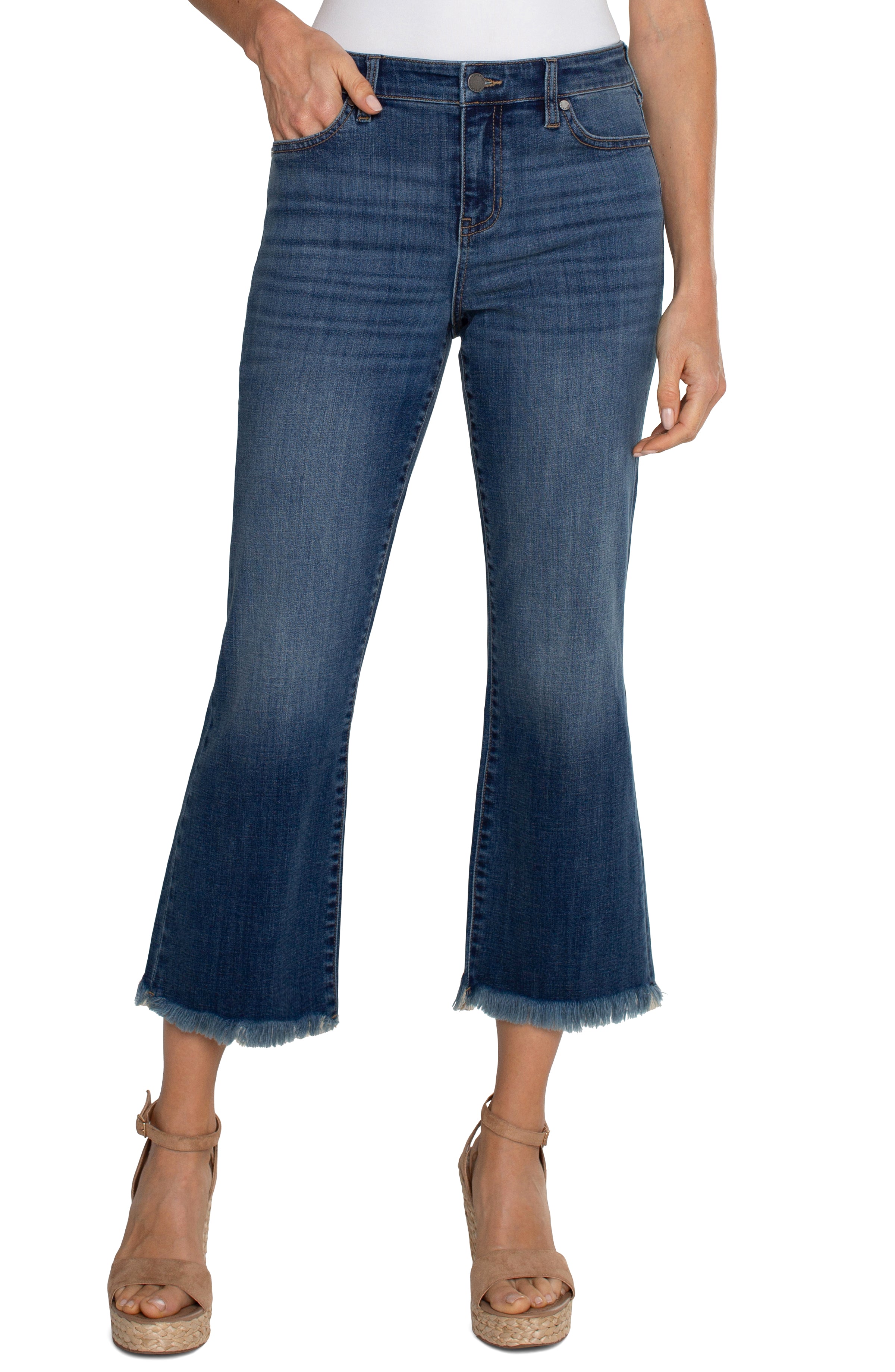 [Liverpool] Hannah Cropped Flare Jean with Fray Hem