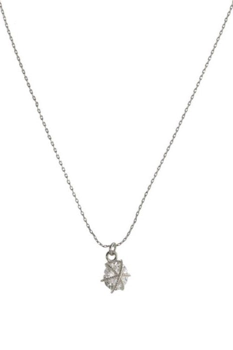 Silver Wrapped Crystal Pendant Necklace, 16"