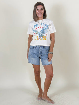 Live Free Patriotic Cropped Tee