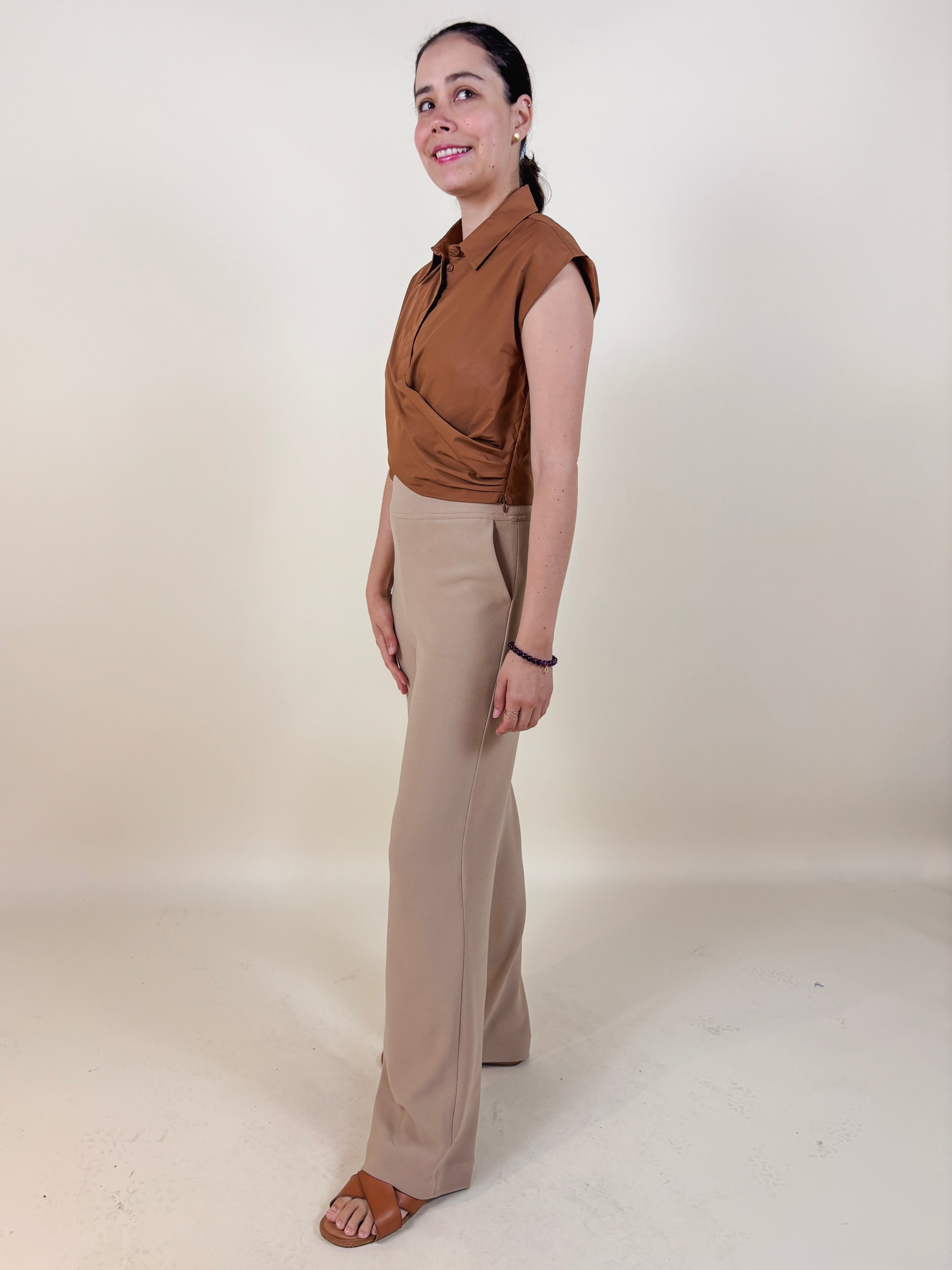 Eloise Wrap Front Poplin Top