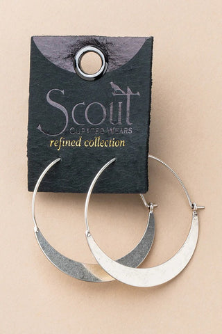 Refined Earring Collection - Crescent Hoop/Silver