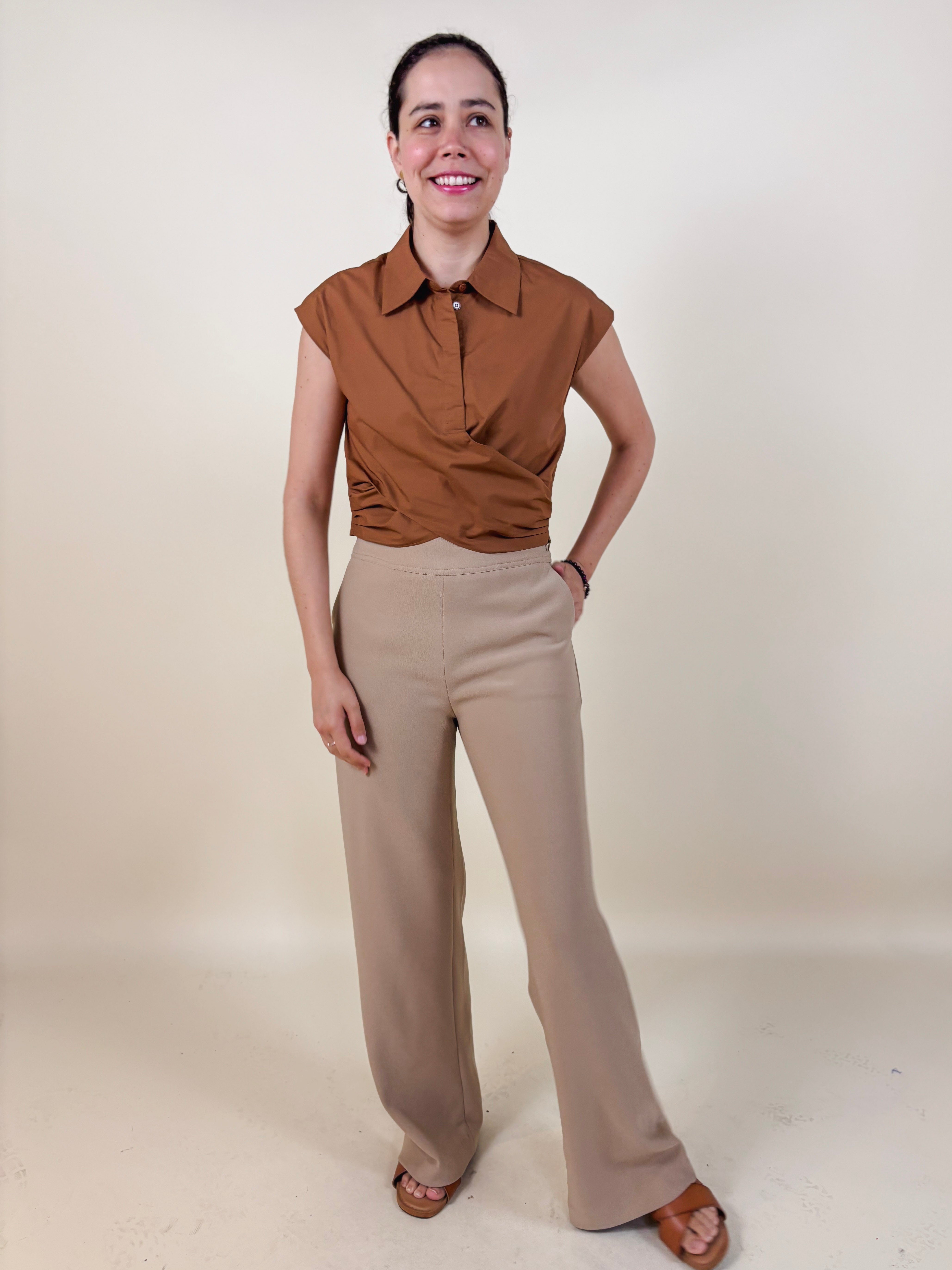 Eloise Wrap Front Poplin Top