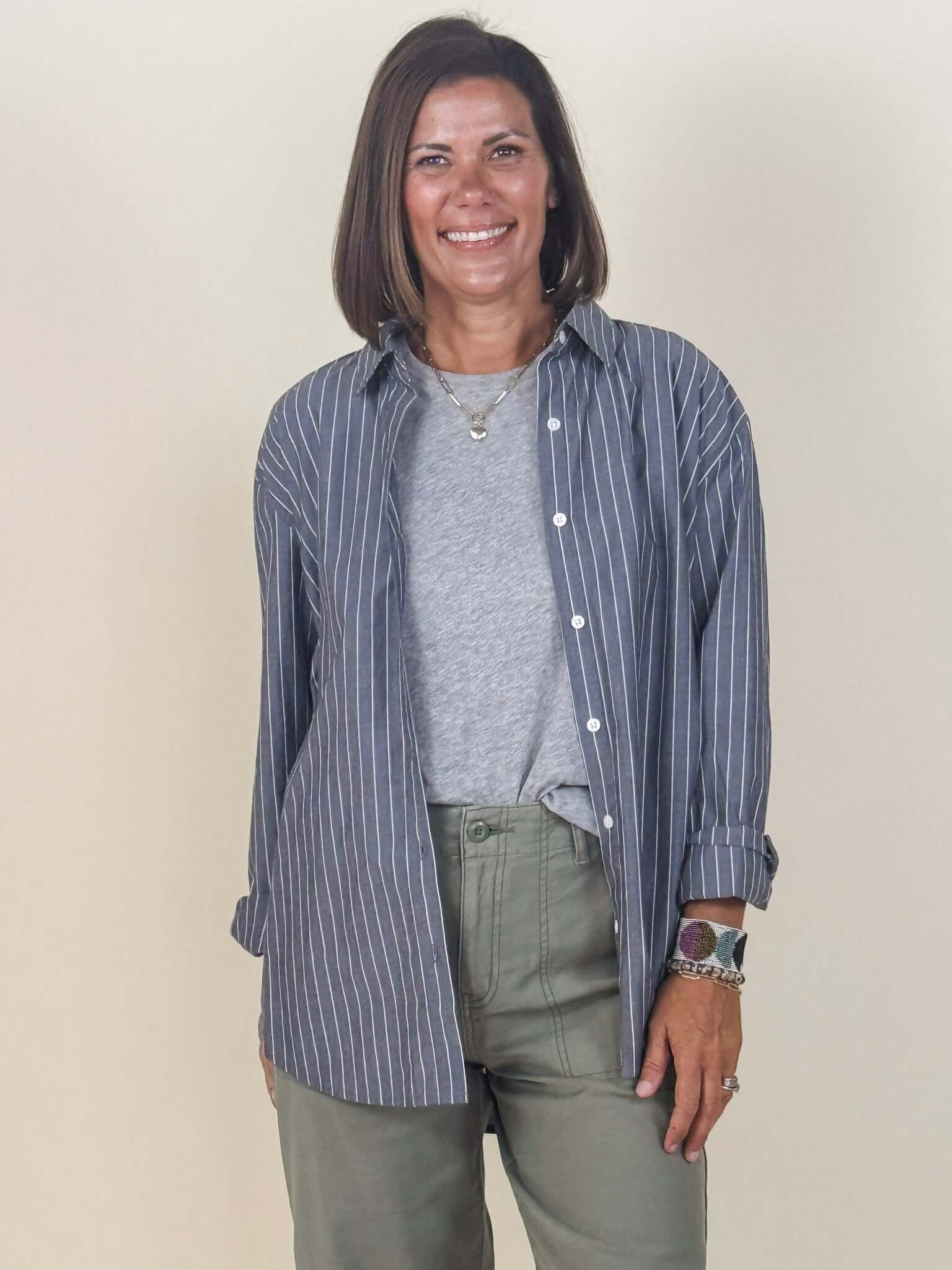 [Z Supply] Seaport Striped Poplin Shirt