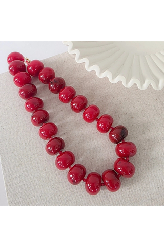 Bella Beaded Necklace - Red