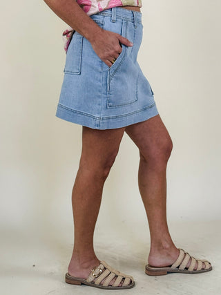 [TRIBAL] Audrey Pull-On Denim Skort