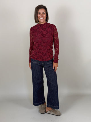 Lacey Flocked Lace Top
