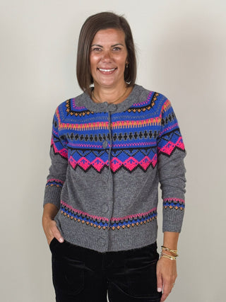 [TRIBAL] Fair Isle Button Front Cardigan