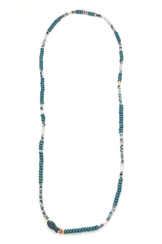 Ceramic Bead Wrap Bracelet/Necklace - Harmony/Fish