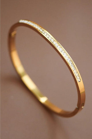 18k Gold Plated Waterproof Stainless Steel Bangle - Gold