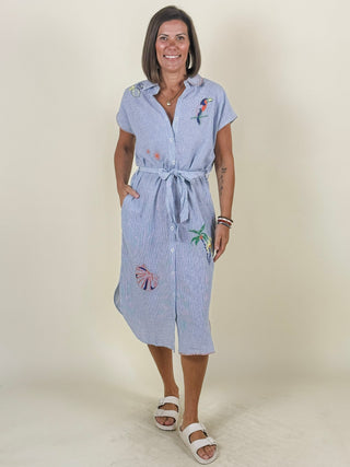 [TRIBAL] Isla Embroidered Shirt Dress