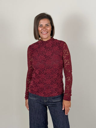 Lacey Flocked Lace Top
