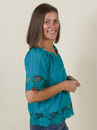 [Liverpool] Tillie Short Sleeve Lace Detail Top
