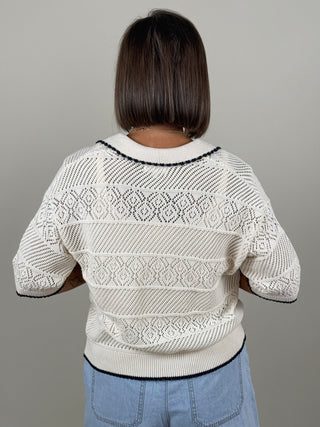 [Z Supply] Denman Crochet Polo Sweater