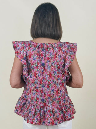 [Liverpool] Aster Flutter Sleeve Peplum Top