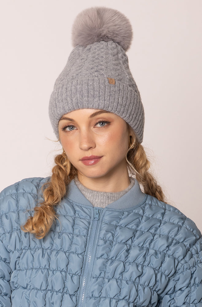 Beanie with Pom - Gray