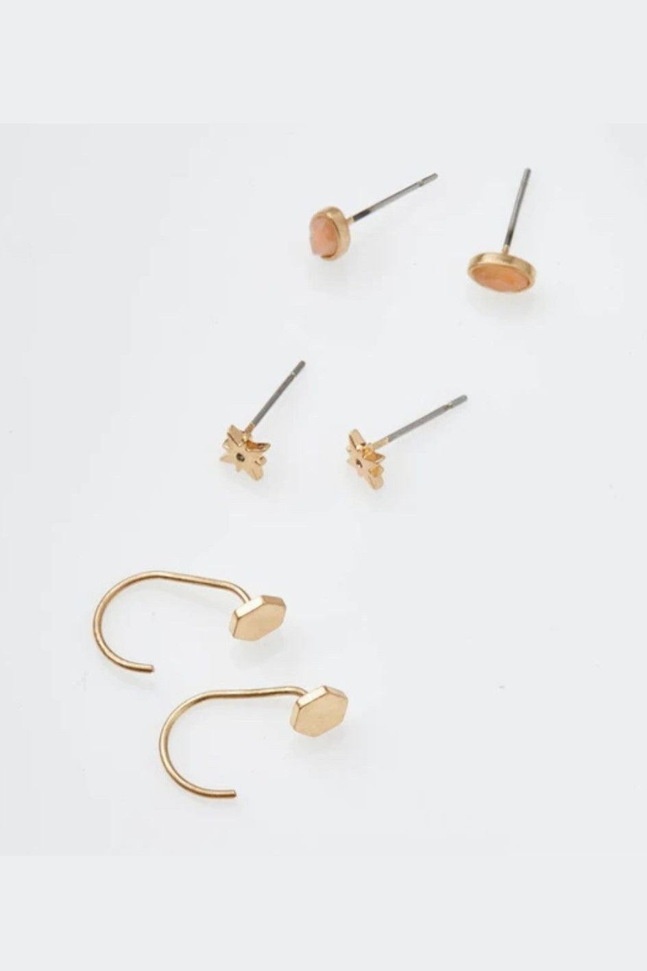 Gabby Stud Earrings Trio - Gold