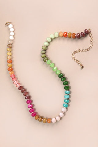 Natural Agate Semi-Precious Bead Necklace - 2C