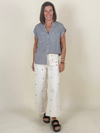 Alicia Embroidered Patch Pocket Twill Pants