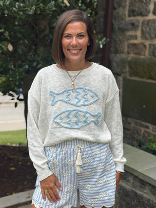 Double Fish Knit Pullover