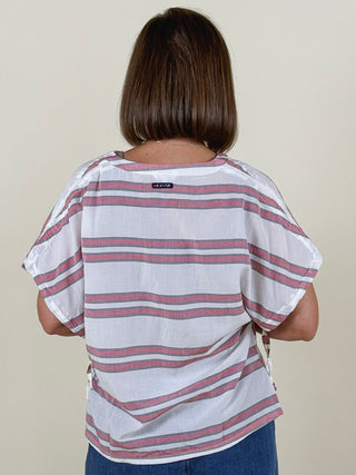 Mona Mao Collar Striped Blouse