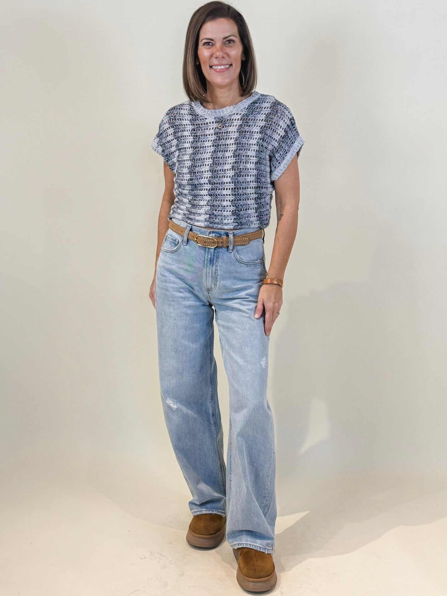 [Z Supply] Ballast Crochet Stripe Sweater Top