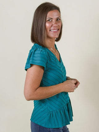 [Liverpool] Elodie Short Sleeve V-Neck Miter Top