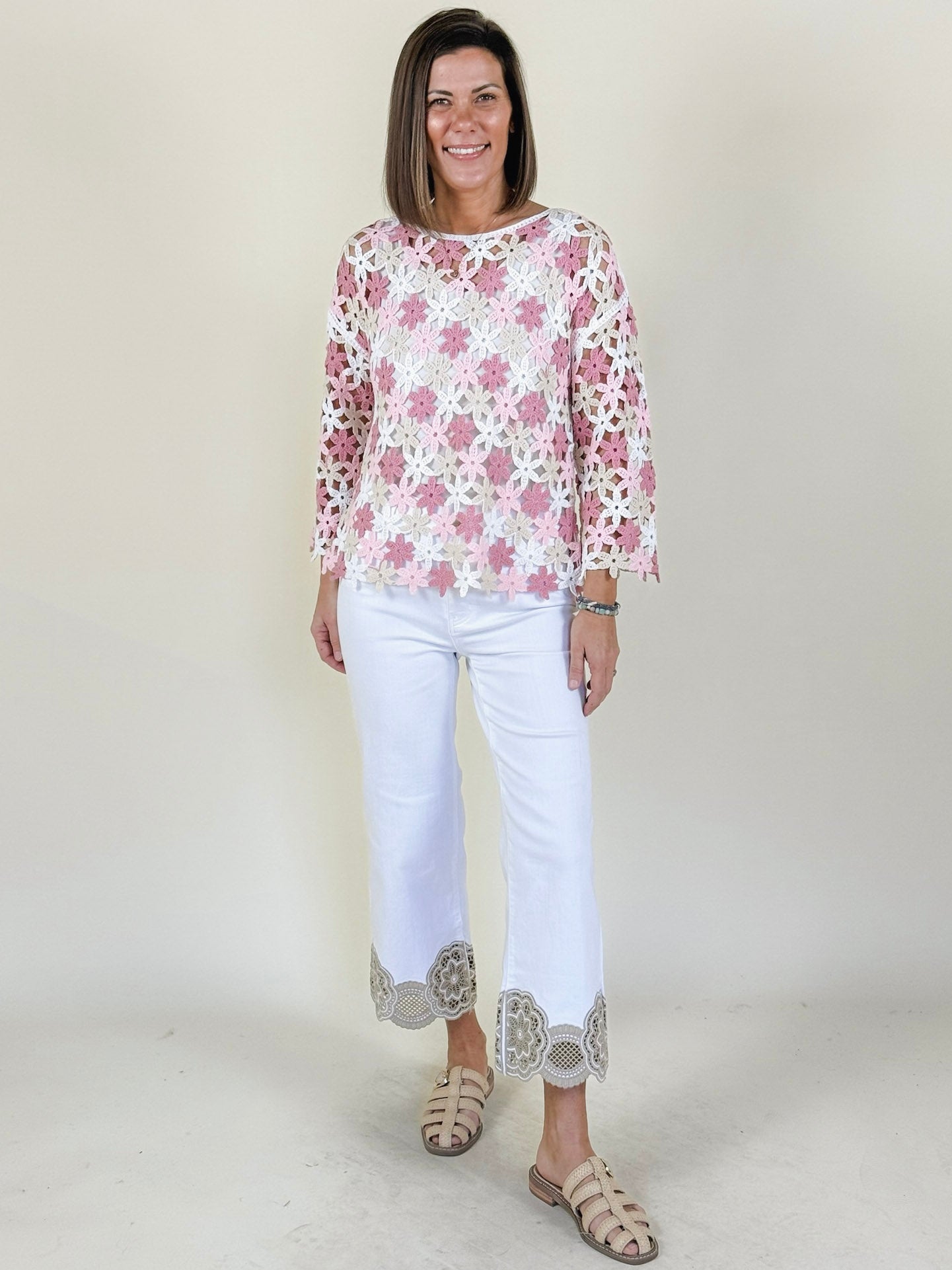 Charlie Crochet Flower Blouse