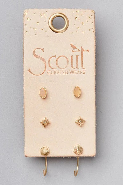 Gabby Stud Earrings Trio - Gold