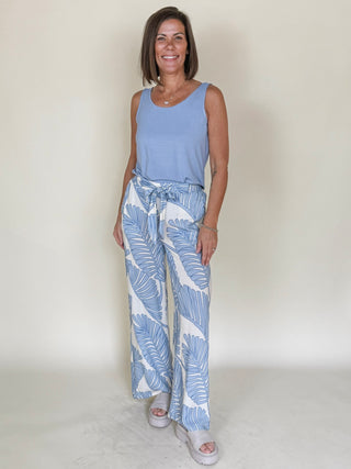 Priya Self-Tie Belt Printed Pants