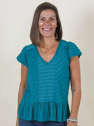 [Liverpool] Elodie Short Sleeve V-Neck Miter Top