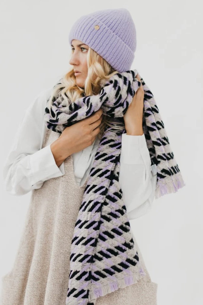 Cold Morning Houndstooth Scarf - Purple