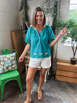 [Liverpool] Tillie Short Sleeve Lace Detail Top