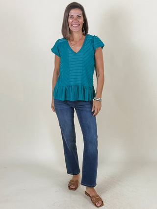 [Liverpool] Elodie Short Sleeve V-Neck Miter Top