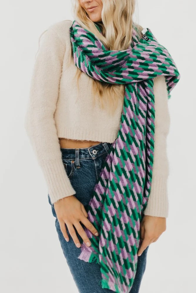 Cold Morning Houndstooth Scarf - Green