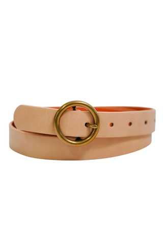 Genuine Leather Belt For Women | Brass Circle Buckle Belt