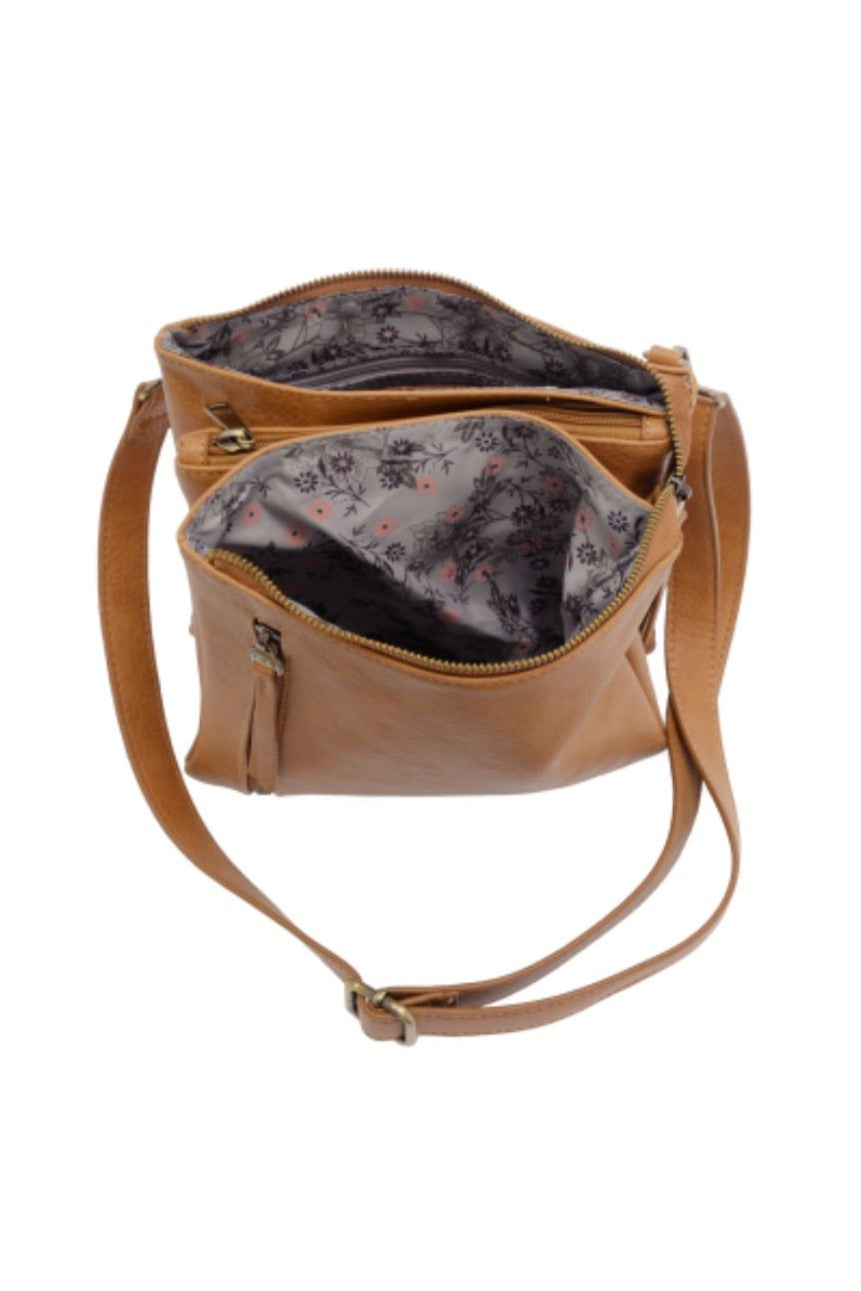Dawn Multi Pocket Crossbody - Mid Tan
