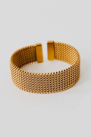 Braided Mesh Cuff Bracelet - Gold